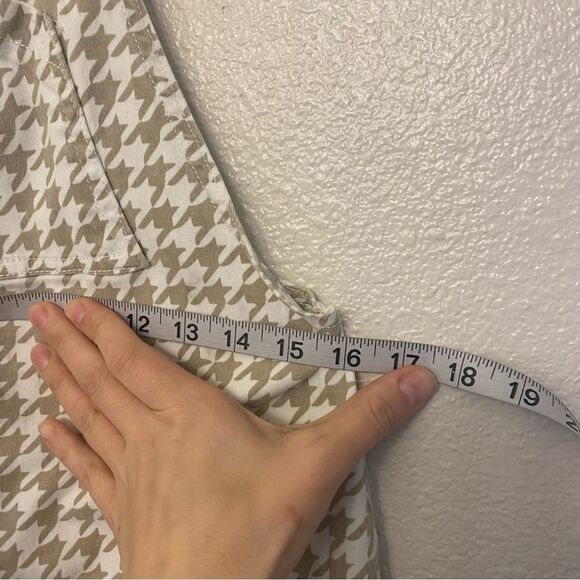 Dickies Bib Overall Dress tan White Houndstooth Print stretch Size Small - Picture 5 of 10